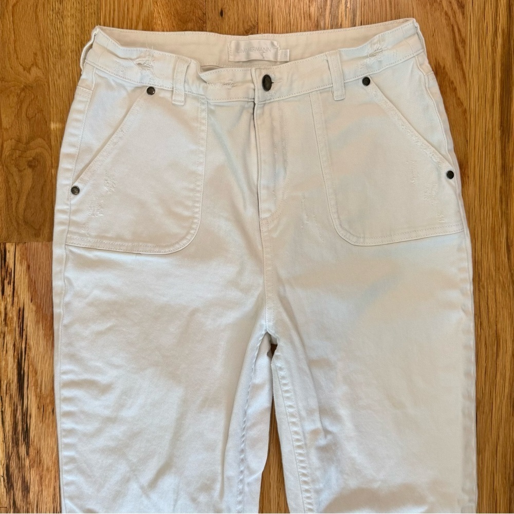 Zimmermann White Distressed High-Rise Cropped Flare Jeans Sz 2 - Picture 2 of 5